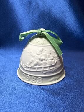 Vintage Lladro 1988 Bisque Porcelain Christmas Bell Ornament